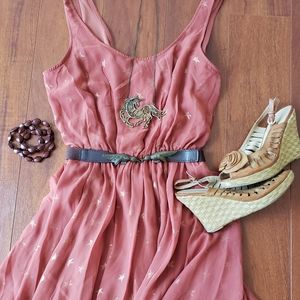 Wet Seal M Asymmetrical Orange Star Dress